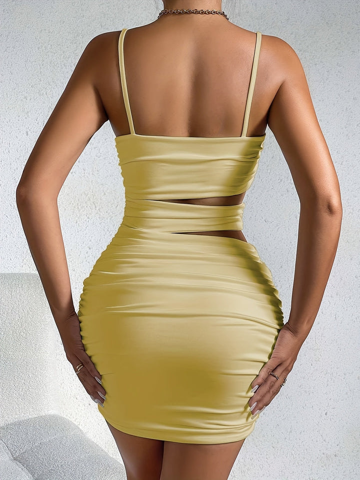 Stilla | Seksuel Bodycon Cami Kjole Med Udsnit Sommerkjole Med Spaghetti Stropper