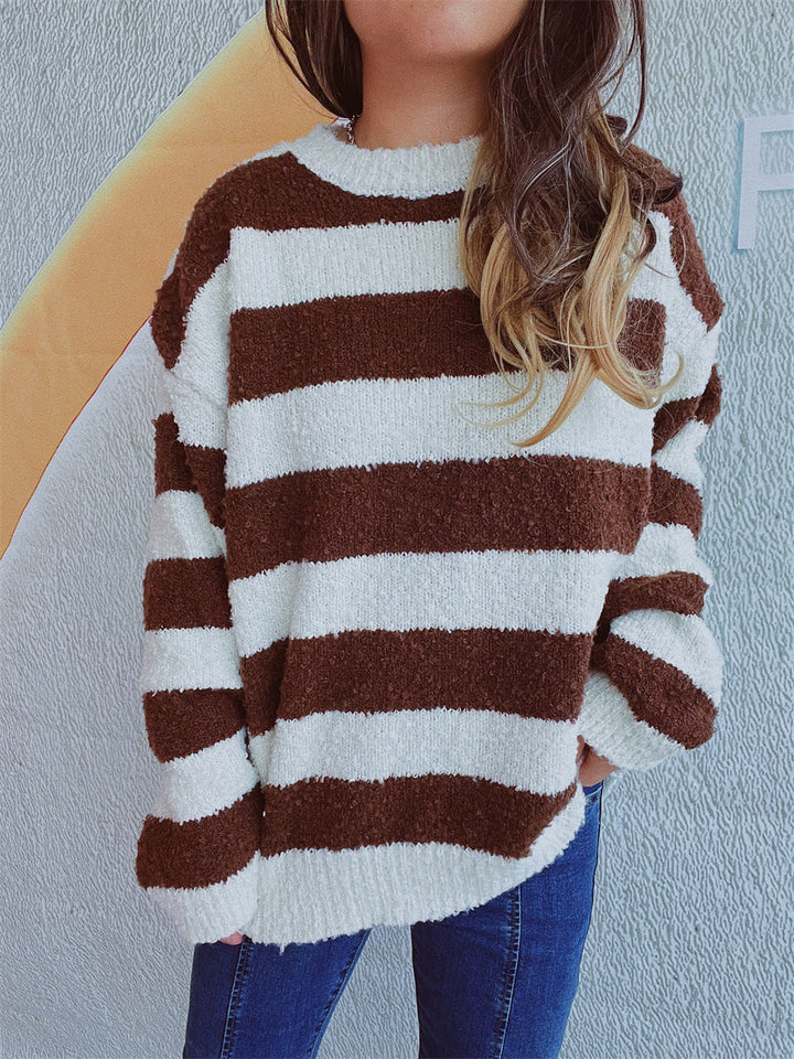 Stilla | Langærmet Stribet Pullover Med Rund Halsudskæring