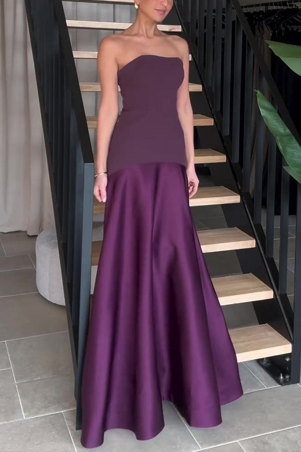 Stilla | Elegant Langt Stropkjole Med Bustier Og Vidde Udsvingende Skørt