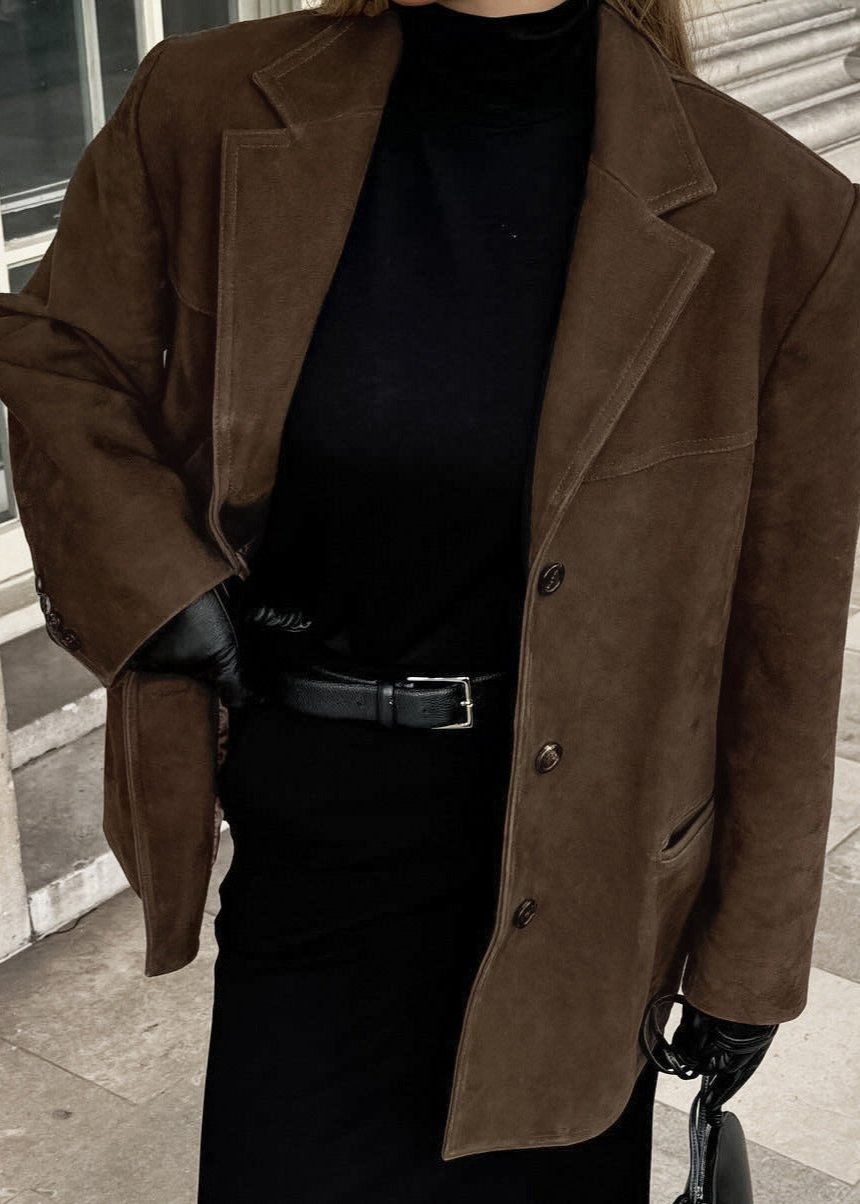 Stilla | Samt Wildlederjakke med Retro-revers