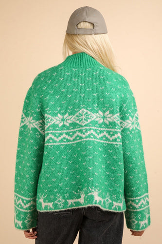 Stilla | Jule Element Pullover Med Lange Ærmer og Ståkrave