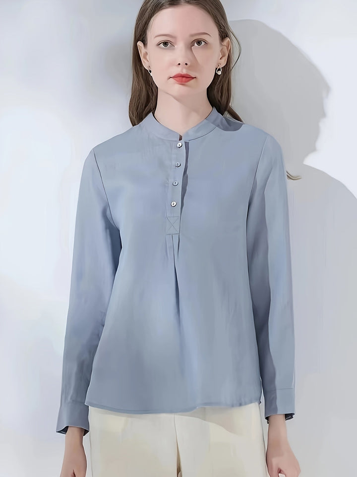 Stilla | Lysblå Damelinnedbluse