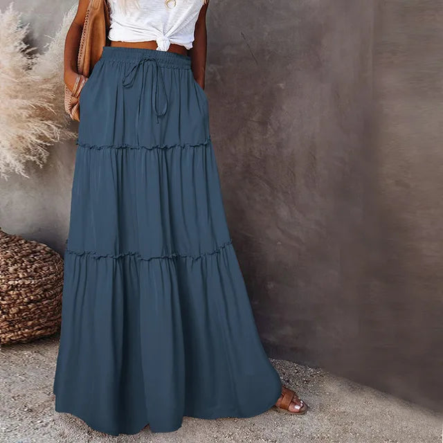 Stilla | Lang Kvinde Volant Skirt