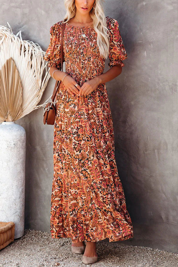 Stilla | Autumn Grace Smocked Paisley Maxi Kjole