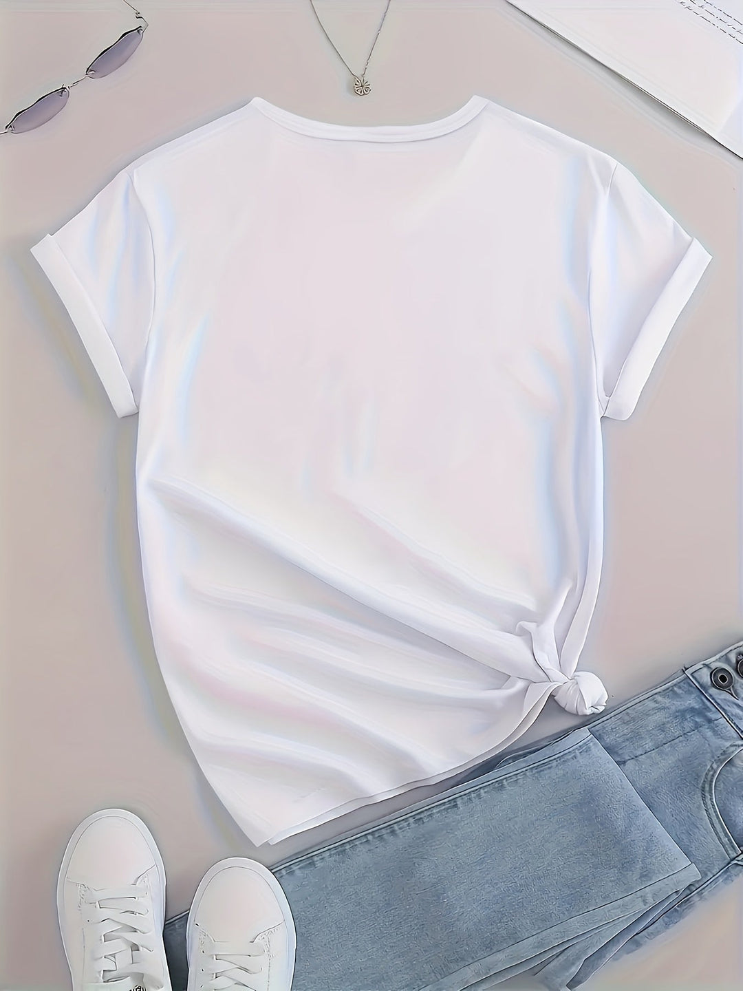 Stilla | Dame Let Sommer T-Shirt Hør Med Tryk, Let Og Behagelig Til Hverdag
