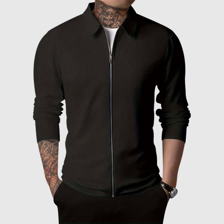 Stilla | Herre Vaffelstrik Zip-Up Jakke