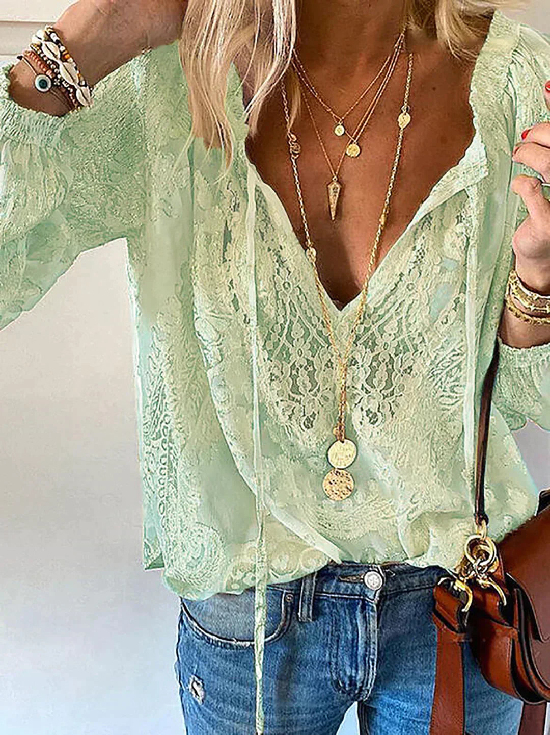 Stilla | Bluse i silke chiffon med lange ærmer