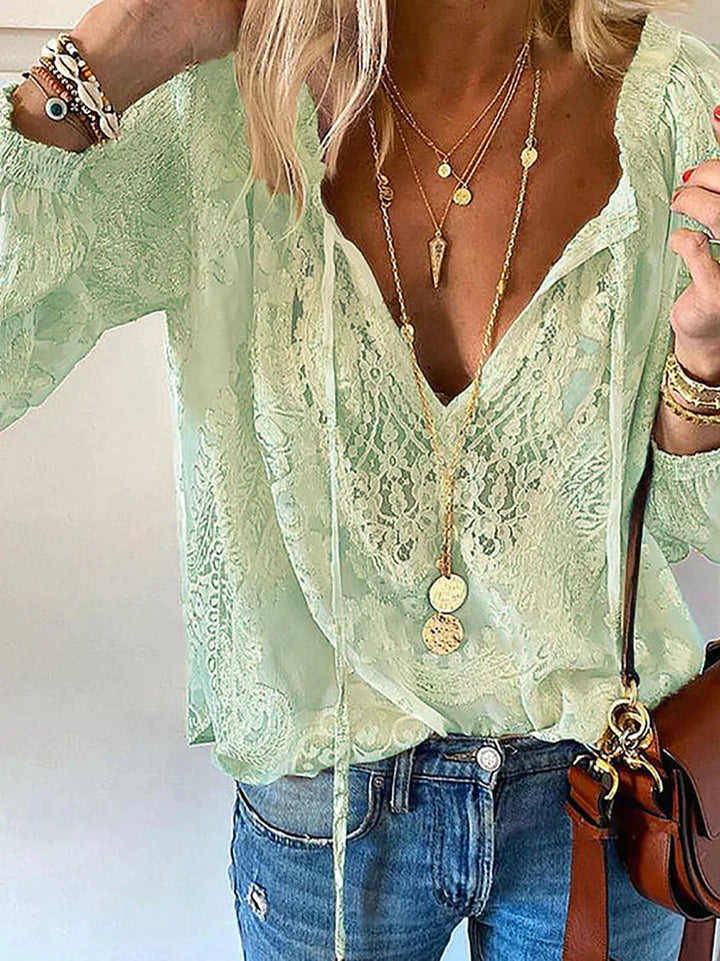 Stilla | Bluse i silke chiffon med lange ærmer
