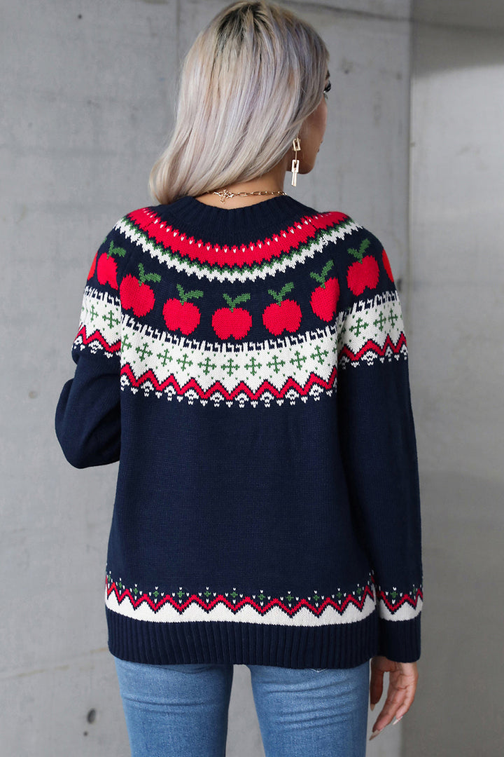 Stilla | Grafisk Sweater Med Lange Ærmer og Rund Halsudskæring