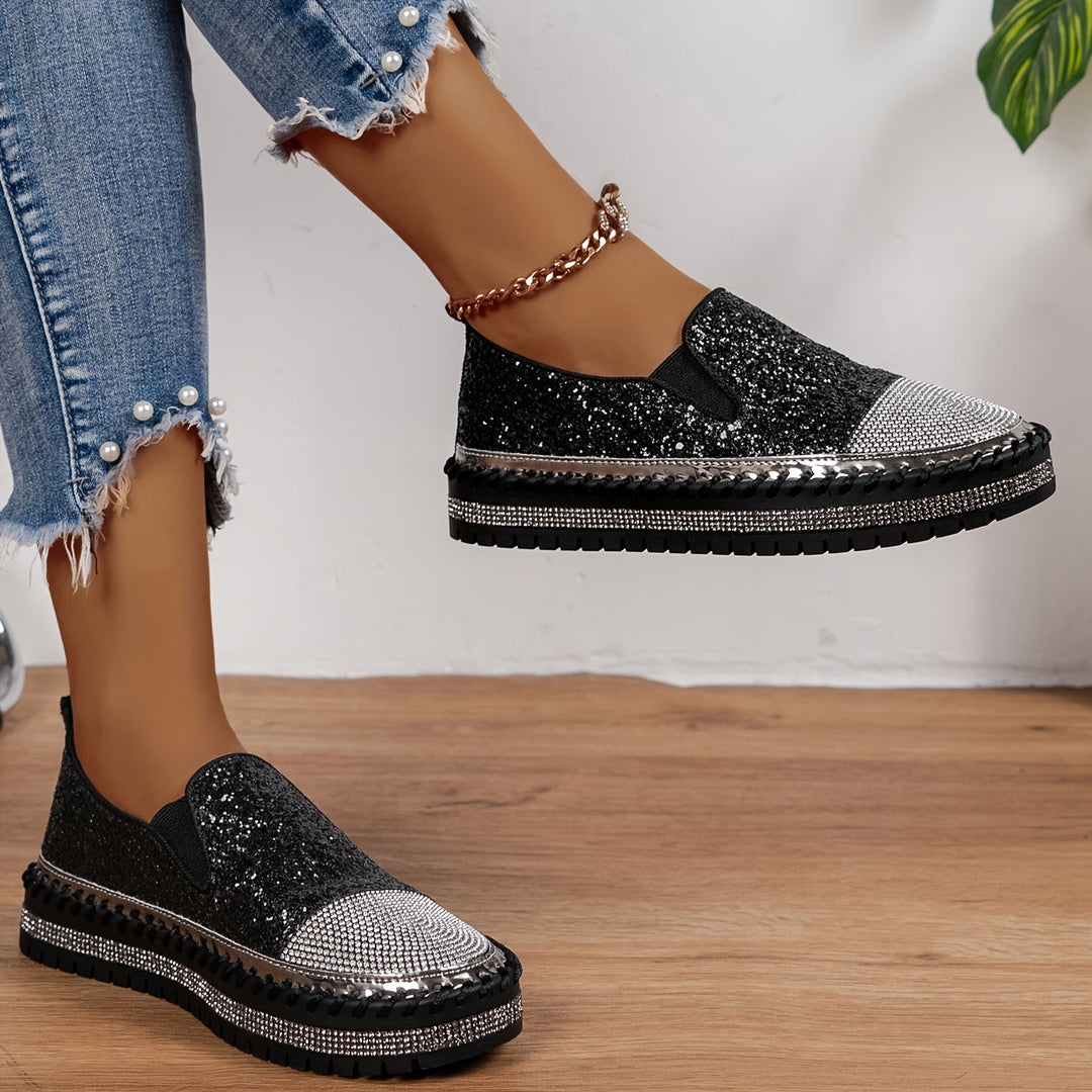Stilla | Krystal Loafers Til Damer, Hæl 3 Cm, Komfortable Sko På Platform