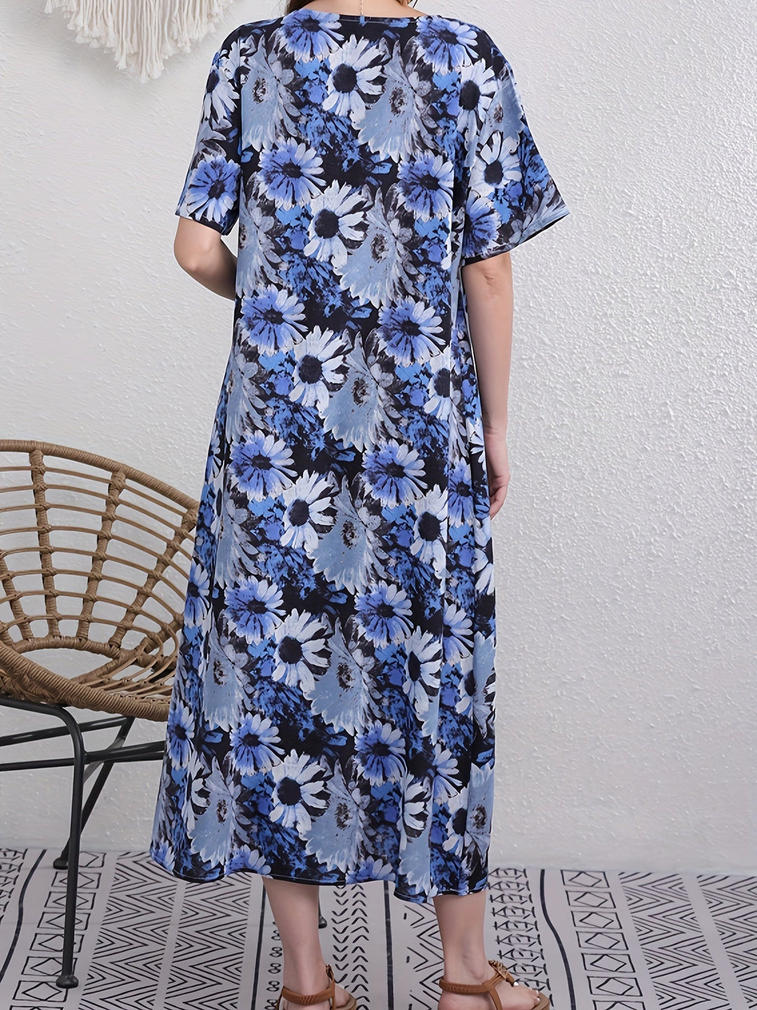Stilla | Linnekjole Boho Stil Med Blomsterprint