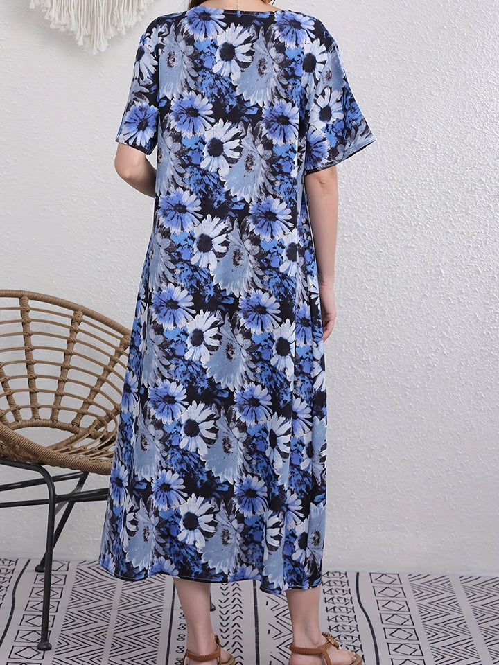 Stilla | Linnekjole Boho Stil Med Blomsterprint