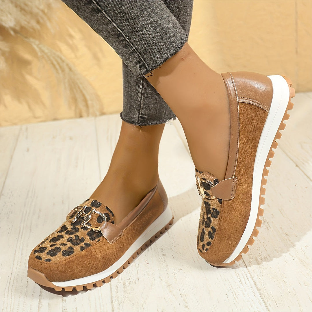 Stilla | Dame Slip on Loafers Panterprint, Skridsikre Og Komfortable
