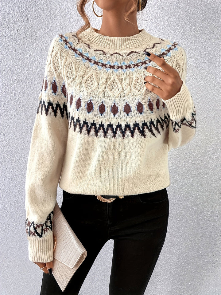 Stilla | Rundhalset sweater med geometrisk tryk