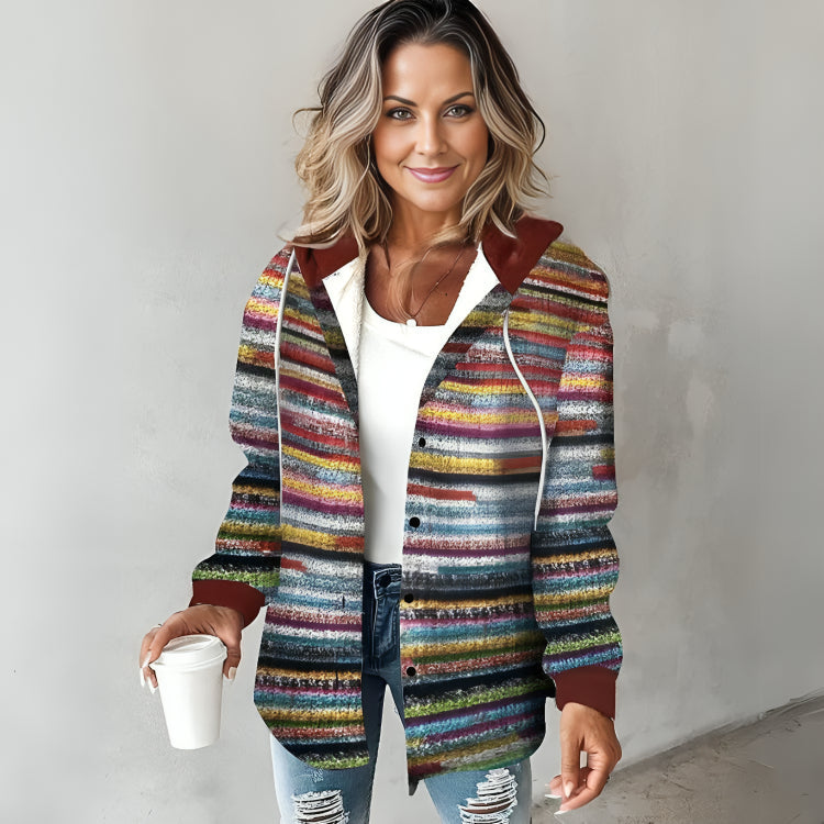 Stilla | Multicolor Jakke Med Hætte Og Løs Stil