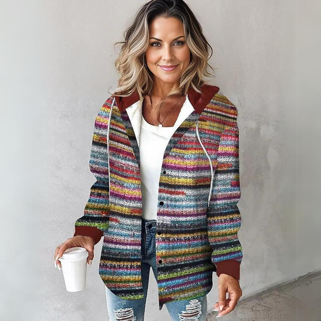 Stilla | Sweatshirt Med Hætte Til Damer I Uld Med Knapper