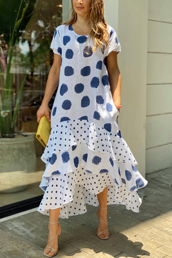 Stilla | Flowy Polka Dots Lomme Lagdelt A-linje Maxi Kjole
