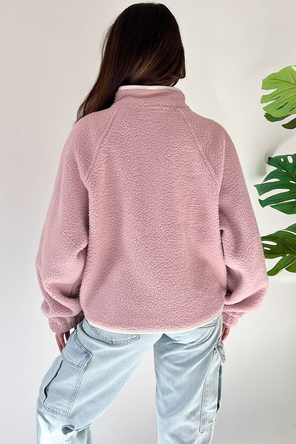 Stilla | Langærmet Sweatjacke Med Trykknaplukning i Mellemlang Længde og Skrå Lommer på Siderne