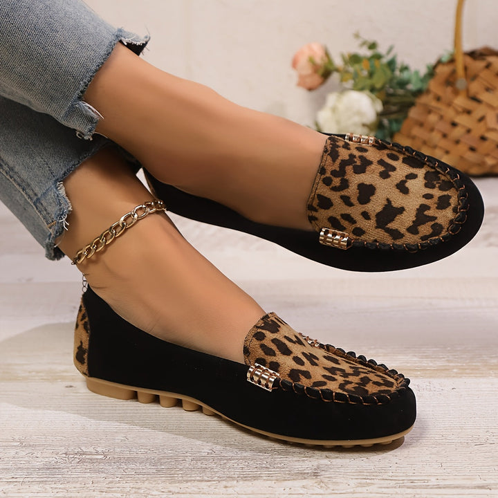 Stilla | Sommer Loafers Til Damer Komfortable Slip on Sko Med Leopardprint