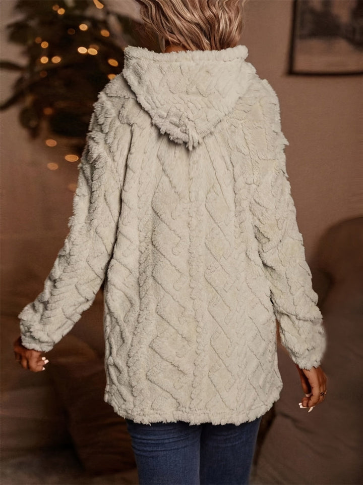 Stilla | Hættepullover i fleece med lange ærmer og snøre