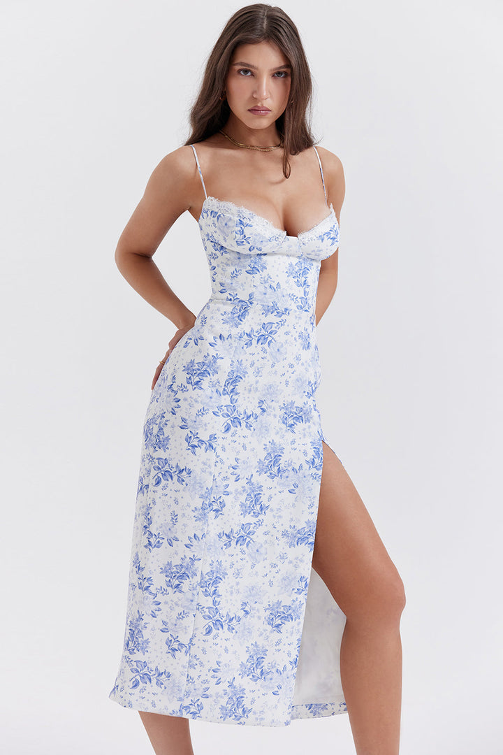 Stilla | Print Korset Midi Sunkjole