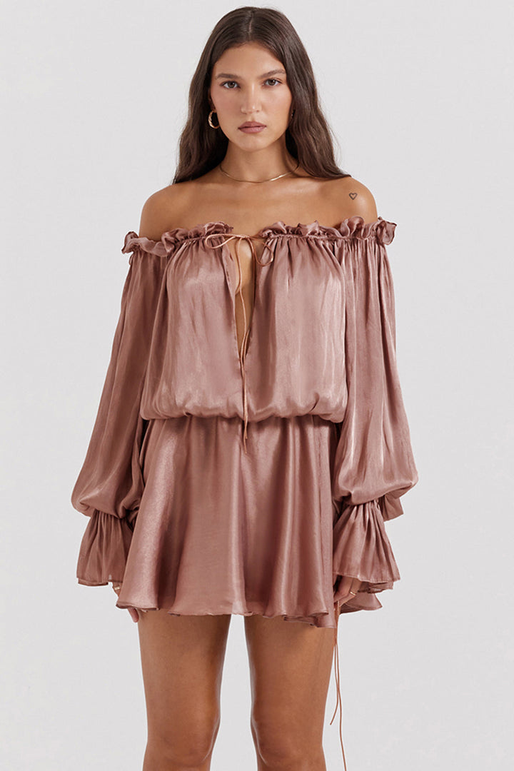 Stilla | Off Shoulder Kjole Med Hasselnød