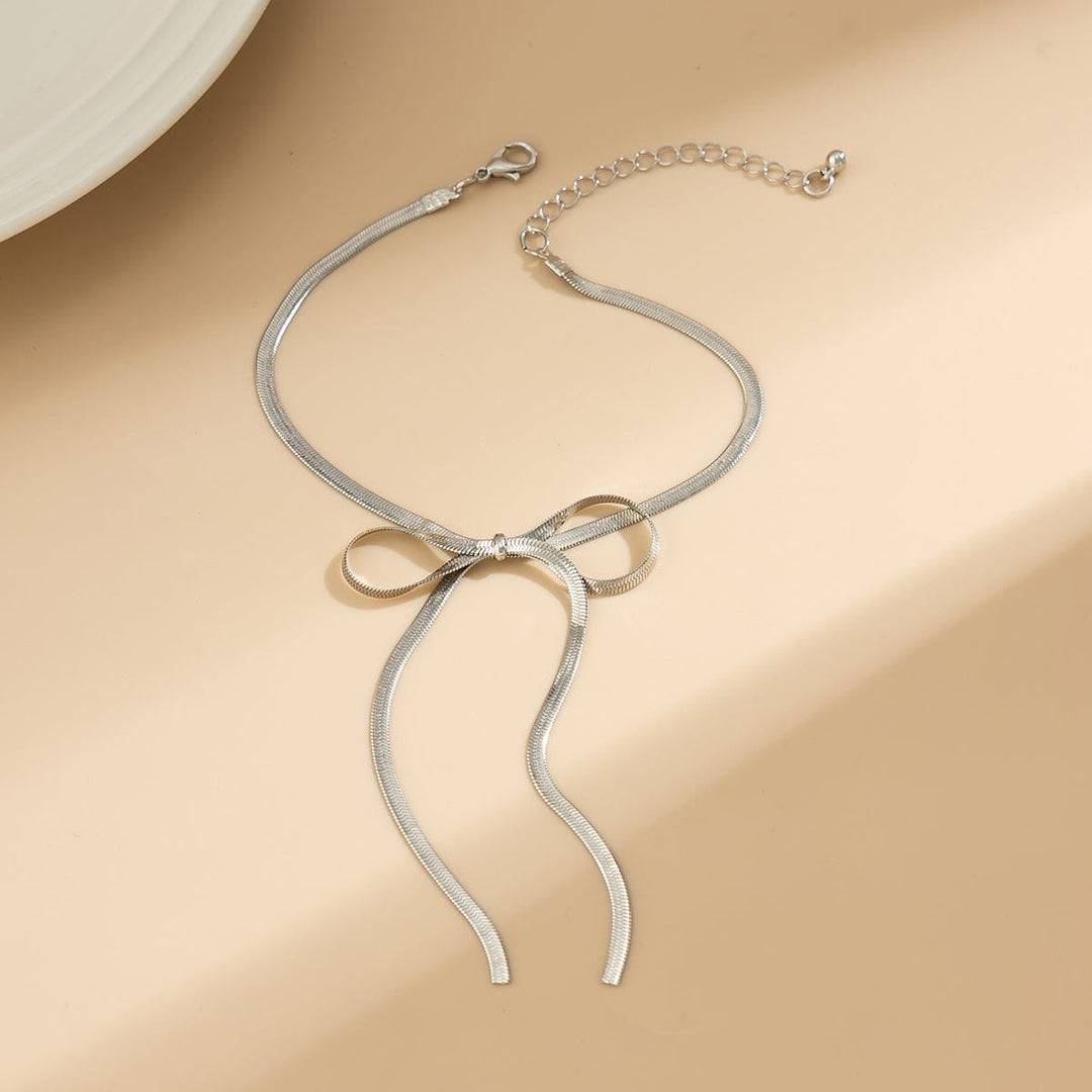 Chic Minimalist Sløjfe Herringbone Kæde Anklet