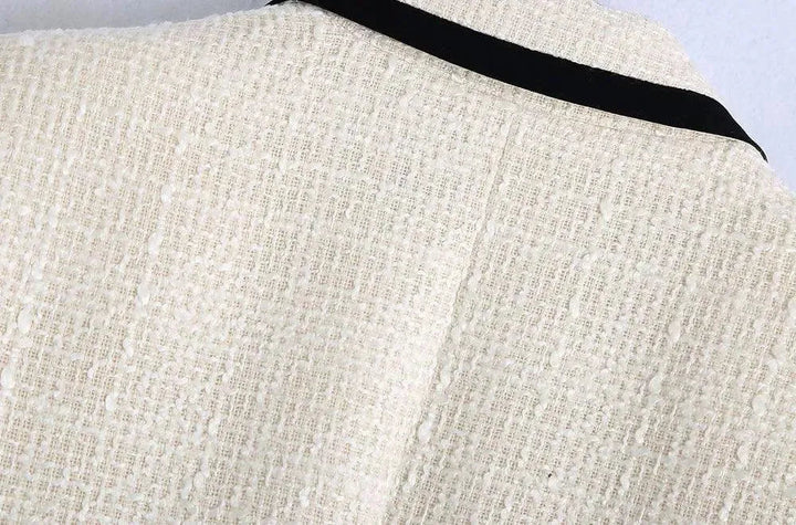 Stilla | Chic Off-White Tweed-Blazer Dame - Vintage - Patchwork