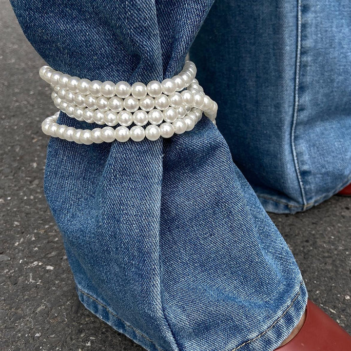 Chic Pearl Lang Kæde Ankelrem