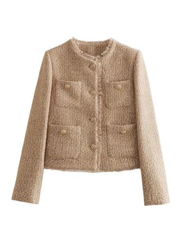 Stilla | Smart tweedjakke med gyldne knapper