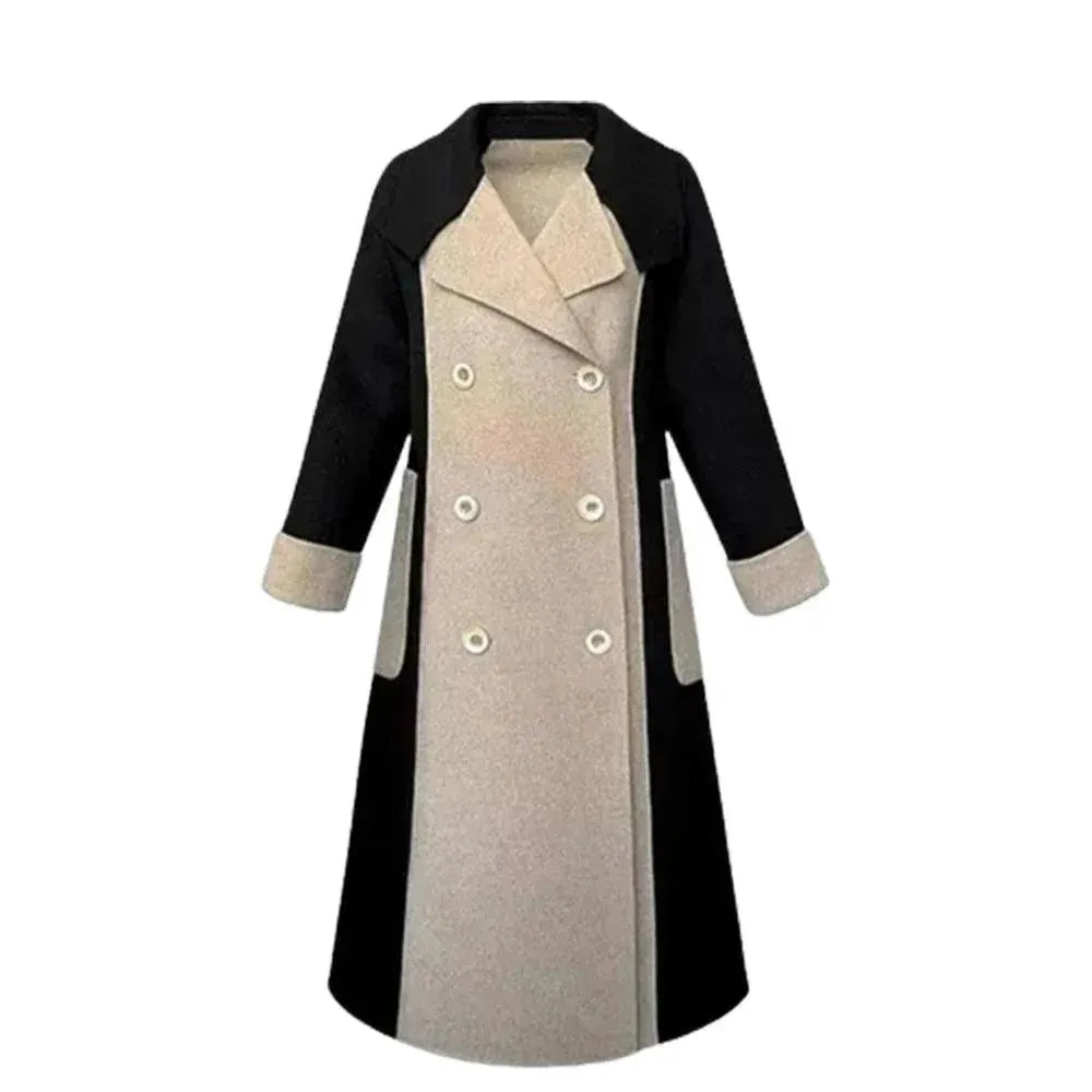 Stilla | Stilfuld Dame Uld Patchwork Trenchcoat