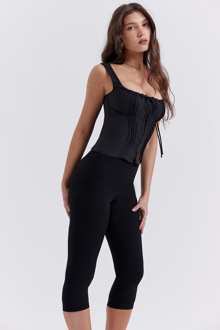 Stilla | Tekstureret Sort Top