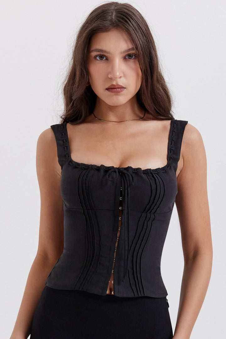 Stilla | Tekstureret Sort Top