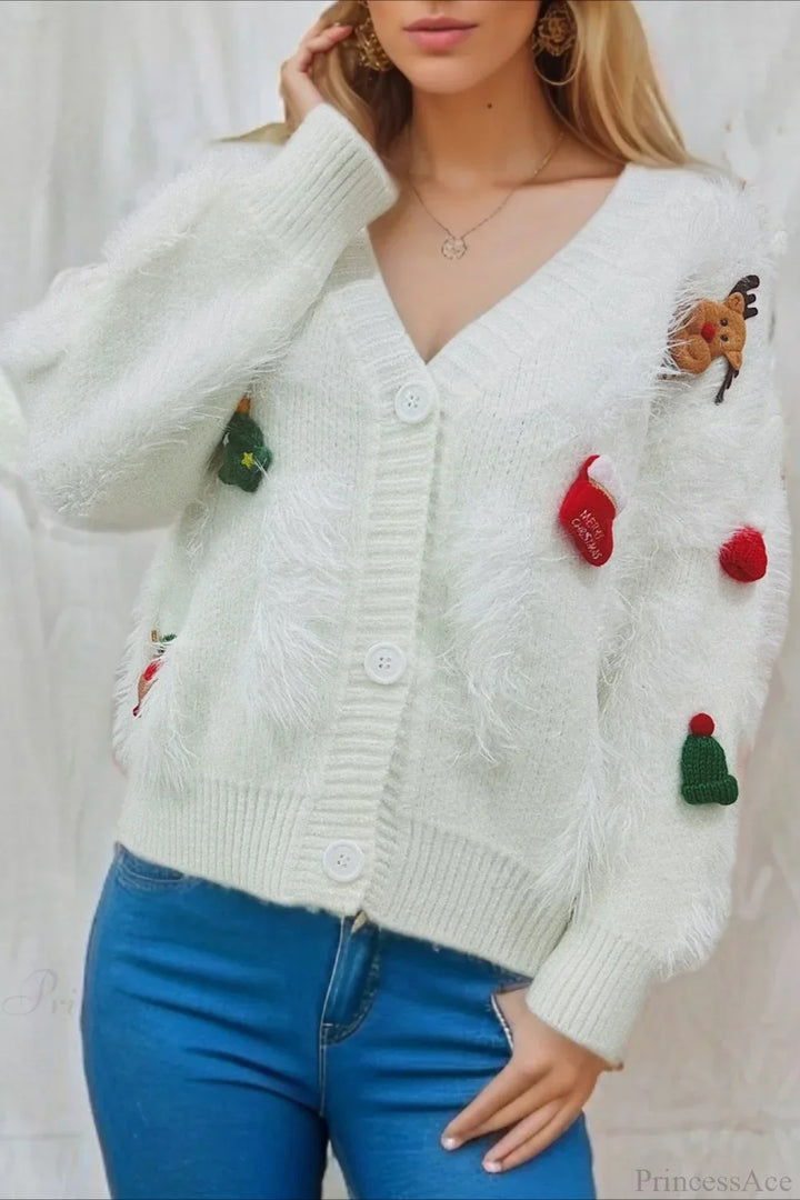 Stilla | Jul Mink Fleece 3D Trim Enkeltknaps Cardigan Sweater