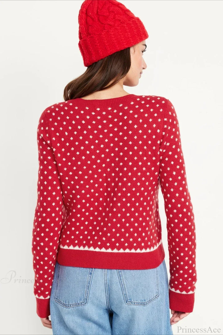 Stilla | Jule rød prikket punkter sne dækket langærmet sweater