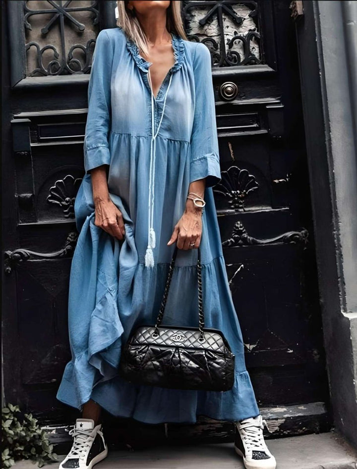 Stilla | Elegant Midi Kjole Med Rygudskæring