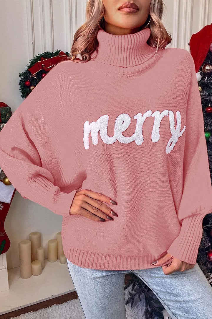 Stilla | Glad Sweater Af Strik Med Rullekrave Og Trykte Ærmer