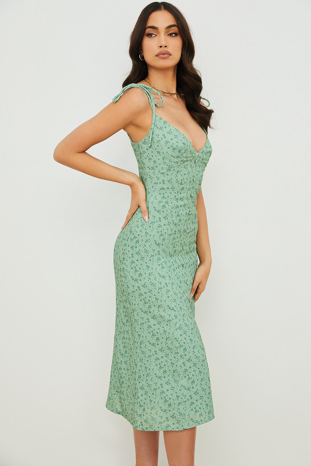 Stilla | Tonal Blomstret Midikjole