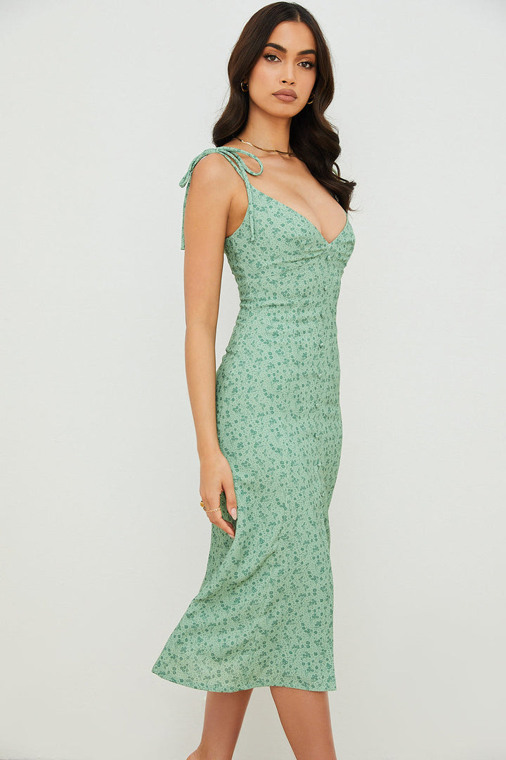 Stilla | Tonal Blomstret Midikjole