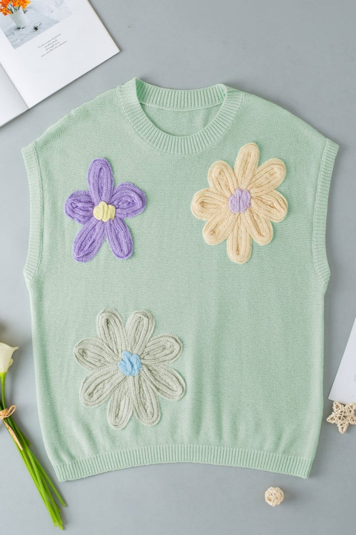 Stilla | Dame Sweat Strikjakke Med Rund Halsudskæring og Blomstermønster