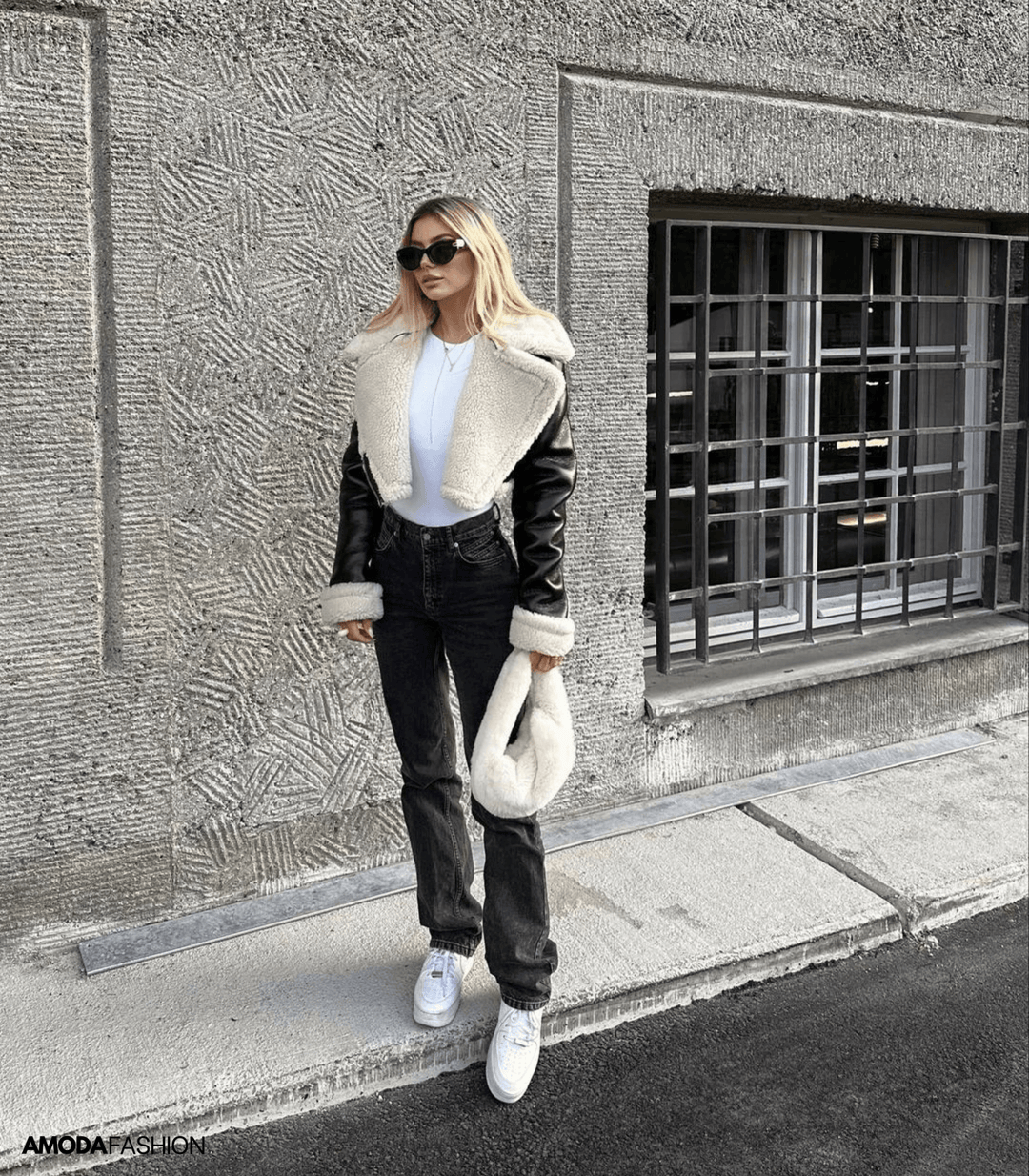 Stilla | Teddyjakke Af Kunstlæder Med Cropped Top