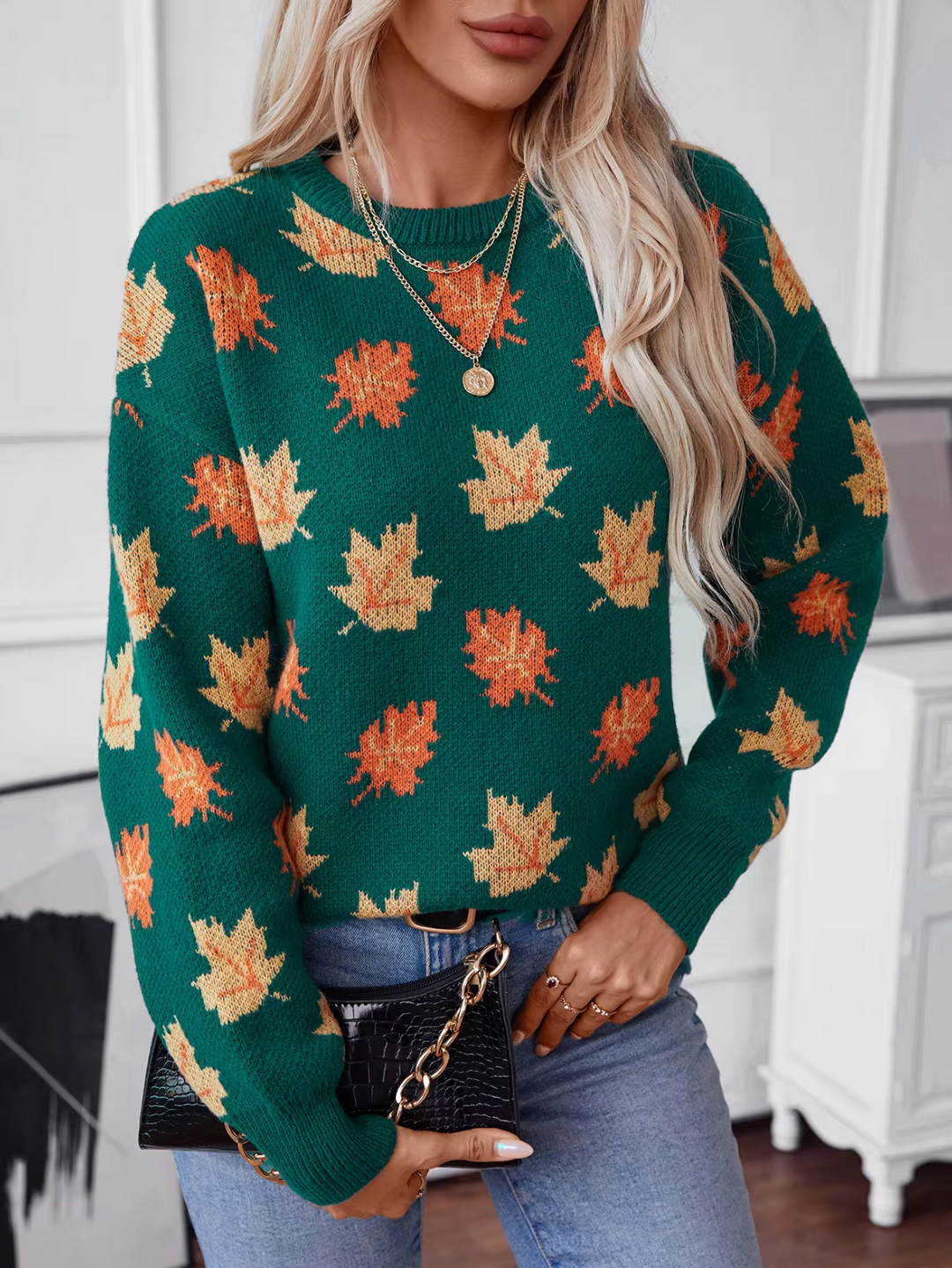 Stilla | Pullover med ahornbladmønster