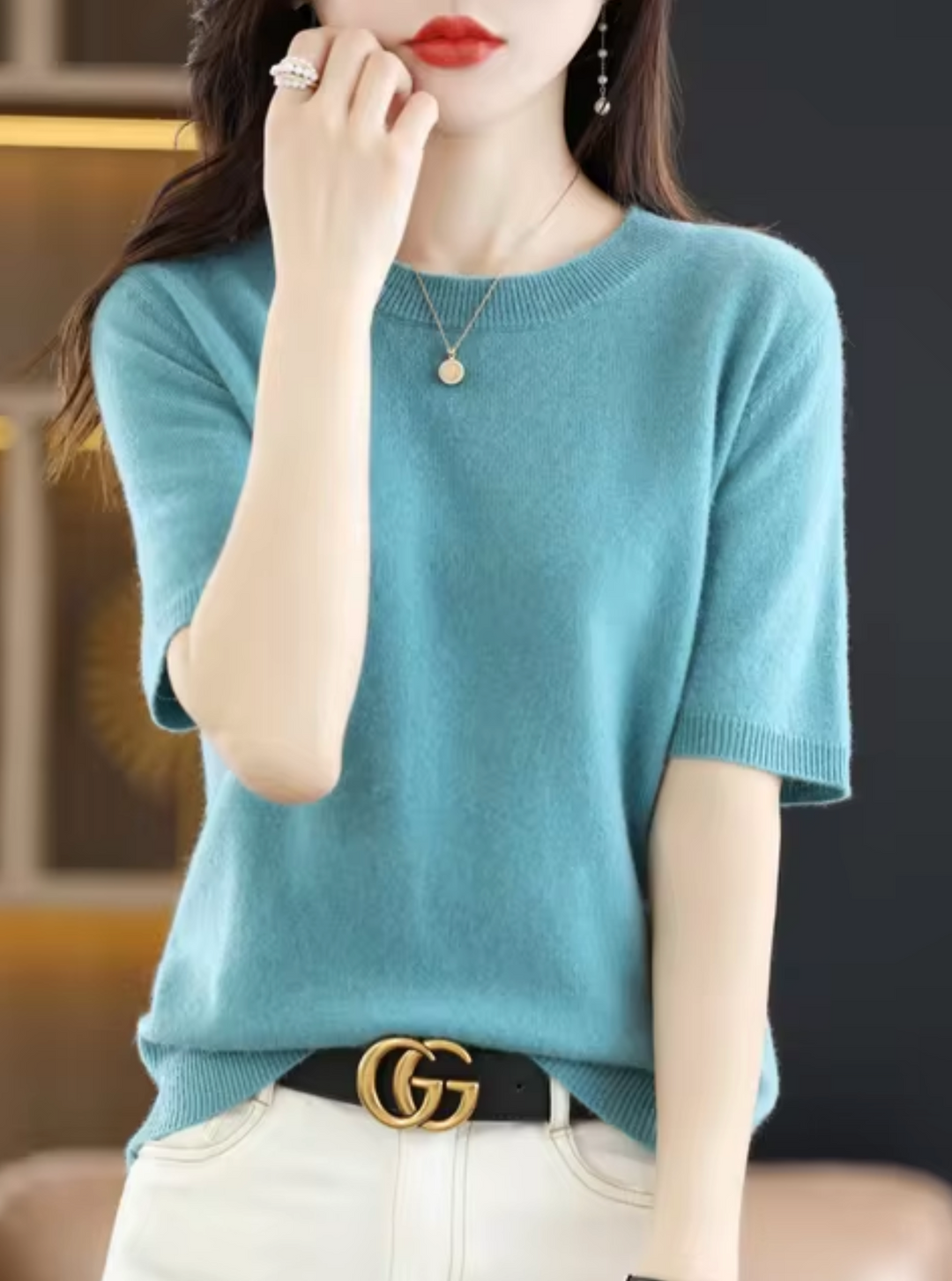 Stilla | Kortærmet Sweater I Uld Og Cashmere