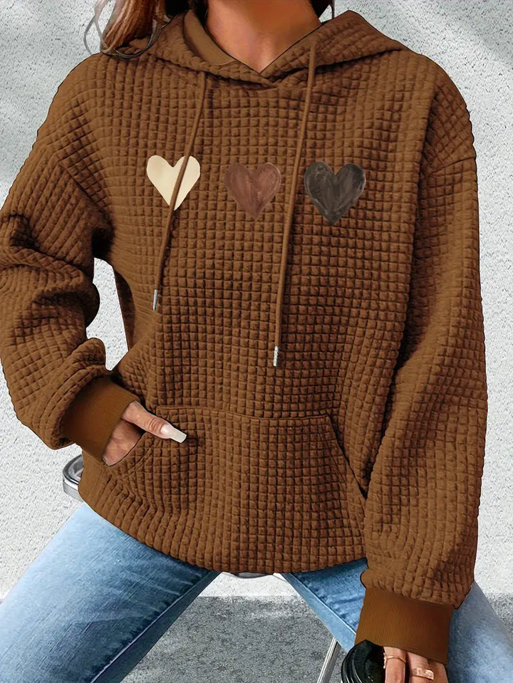 Stilla | Lässiges Sweatshirt Mit Kapuze und Herzmuster