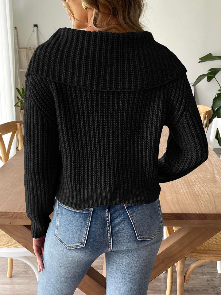 Stilla | Sweater Med Lange Ærmer I Kastanjefarvet Strik