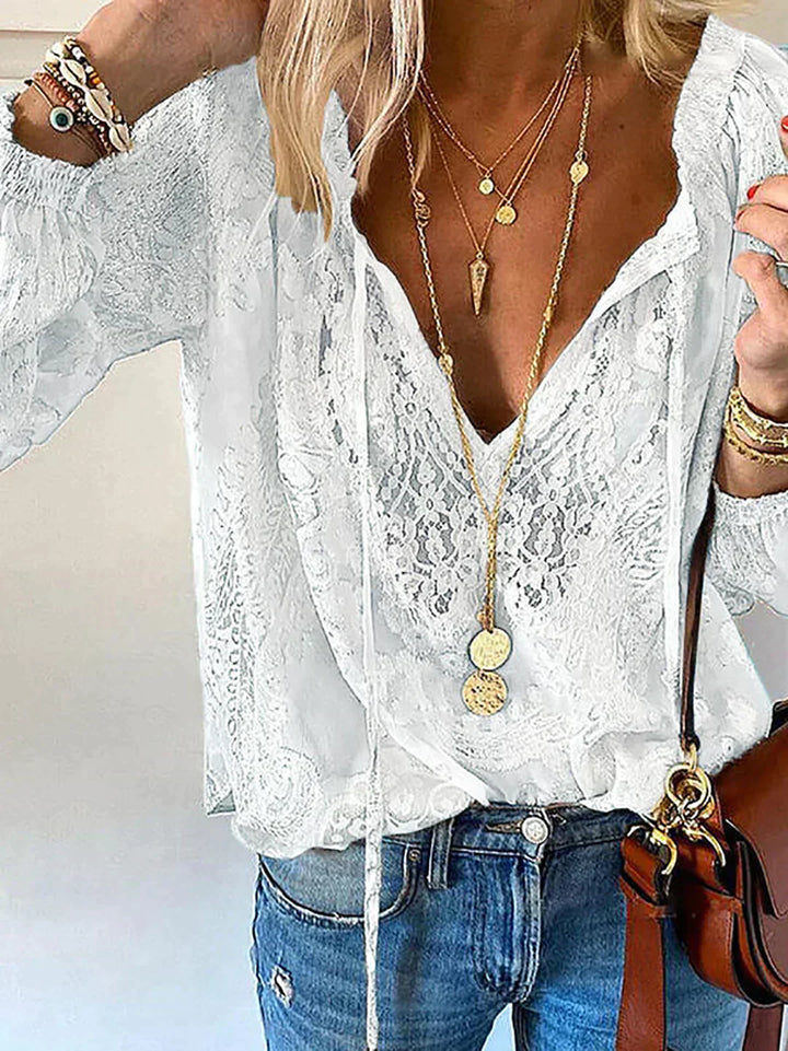 Stilla | Bluse i silke chiffon med lange ærmer