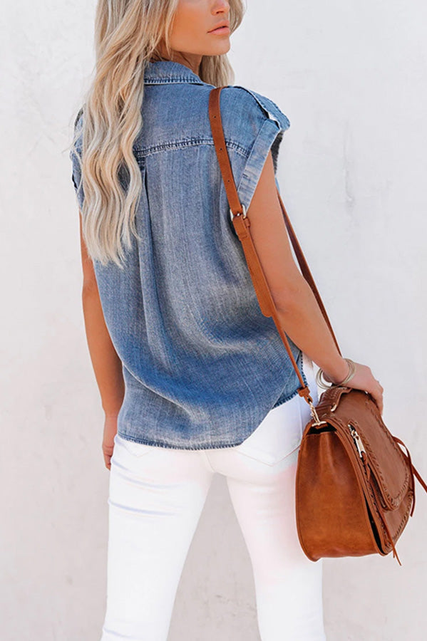 Stilla | Organic Babe Chambray Knap Ned Top