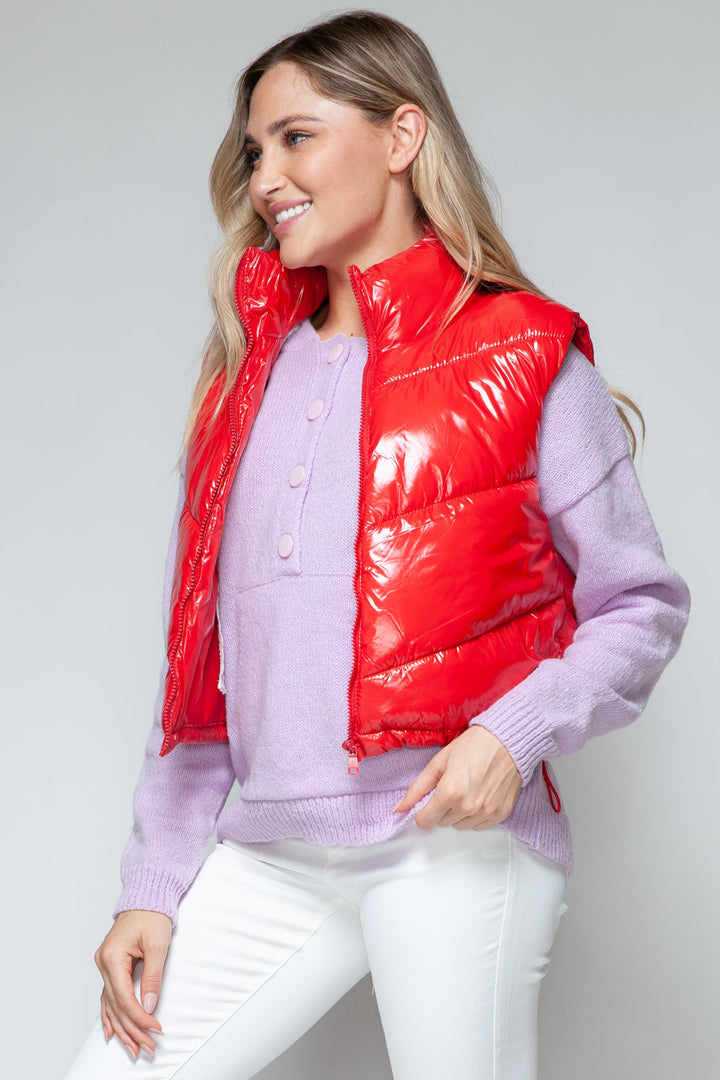 Stilla | Zip Up Turtleneck Skinnende Kviltet Vest