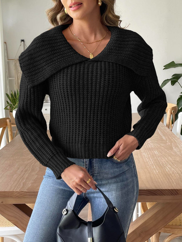 Stilla | Sweater Med Lange Ærmer I Kastanjefarvet Strik