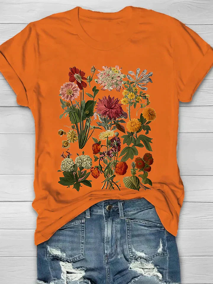 Stilla | Vintage Blomster Print Dame T-shirt